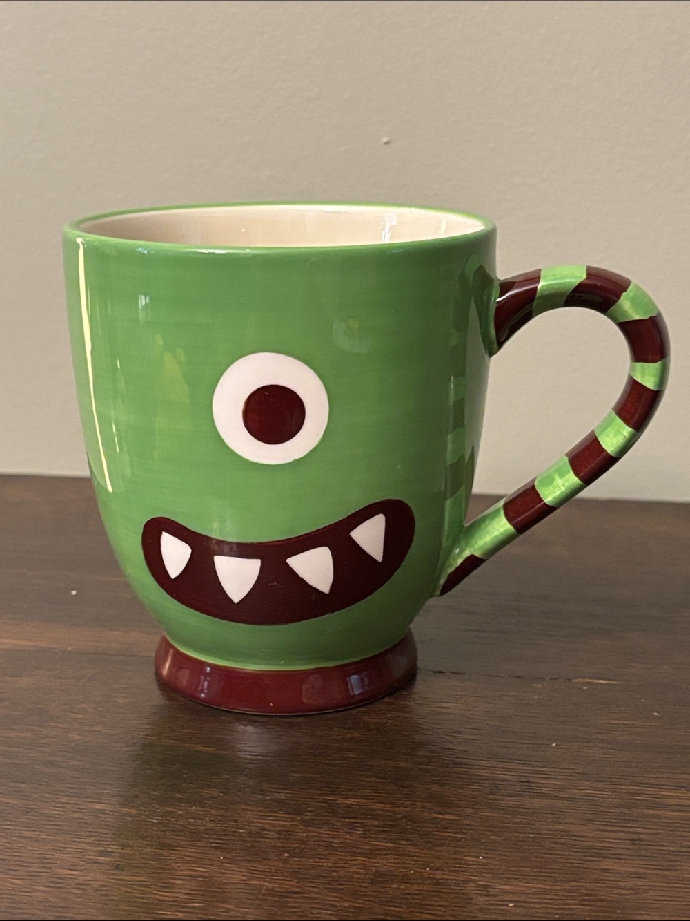 Rare Starbucks 2006 Green & Brown One Eye Monster Cyclops Coffee Mug 21 oz